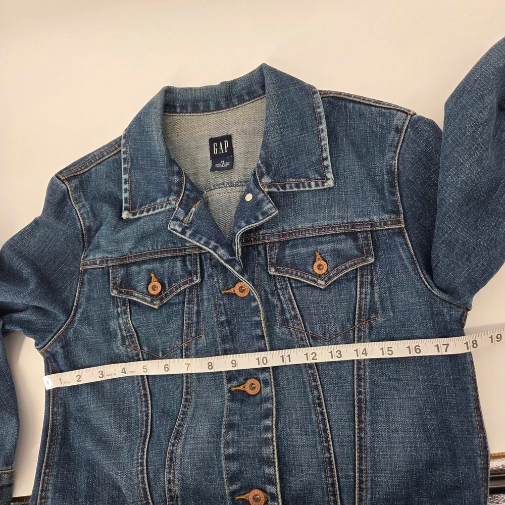 Gap Denim Trucker Jacket Medium Blue Cotton‎ Classic Casual Preppy